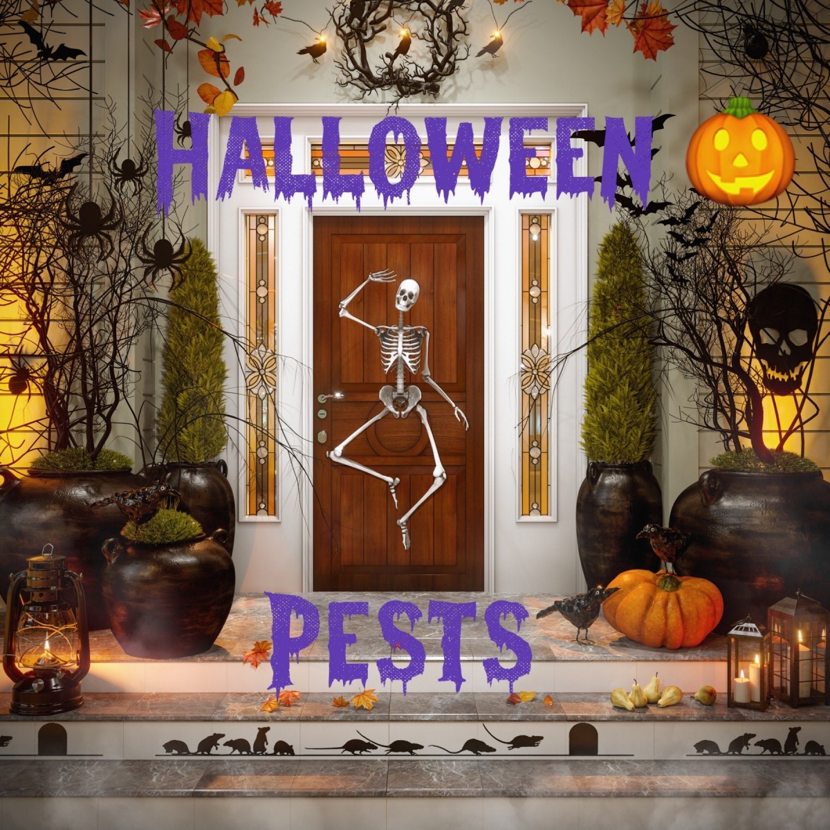 the front of a home dressed up forhalloween pests