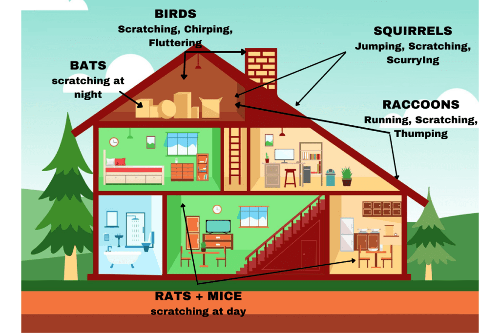 infograph - animals you hear noise in the attic